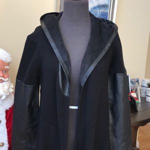 Blank NYC fall leather and sweater long jacket